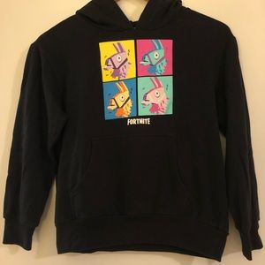 ⚡️SALE⚡️Sz 8 Fortnite black hooded sweatshirt llama print